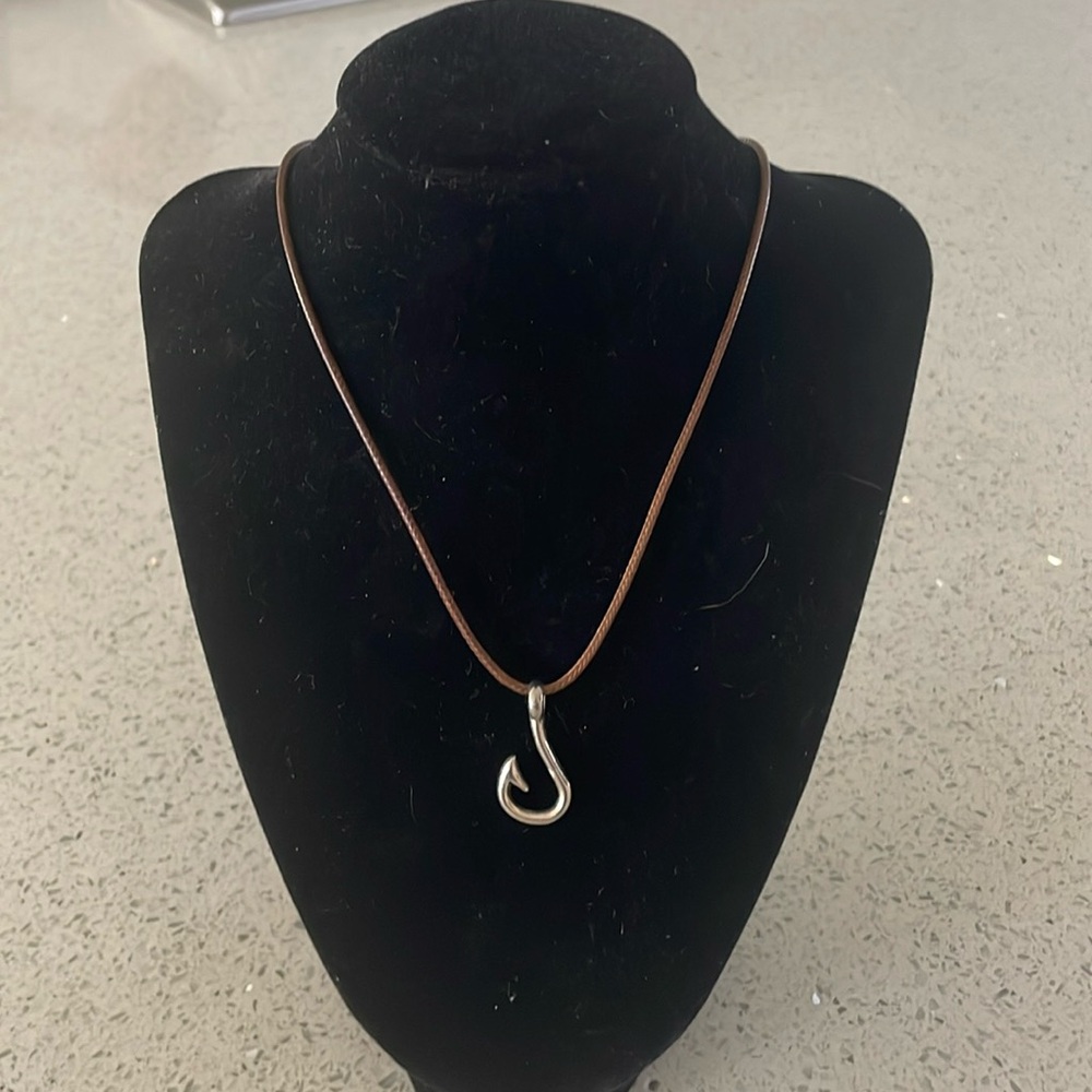 Silver Hook Pendant Necklace